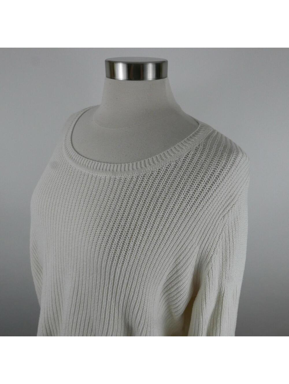 Banana Republic Womens Ribbed Scoop Neck White Sweater Sheer Trim XL - Picture 4 of 9